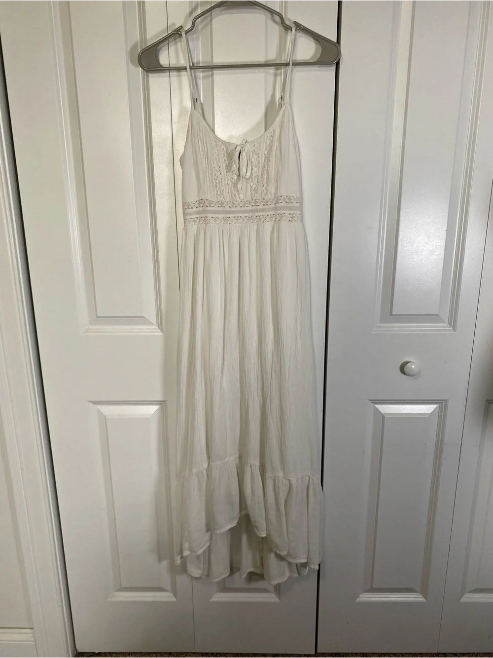 Abercrombie & Fitch Lace-Trim Smocked Tiered Maxi Dress